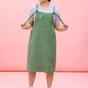 Freyja Organic Cotton Corduroy Midi Pini Dress in Green Bay, NWT